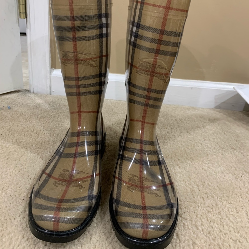 Knee high Burberry rain boots